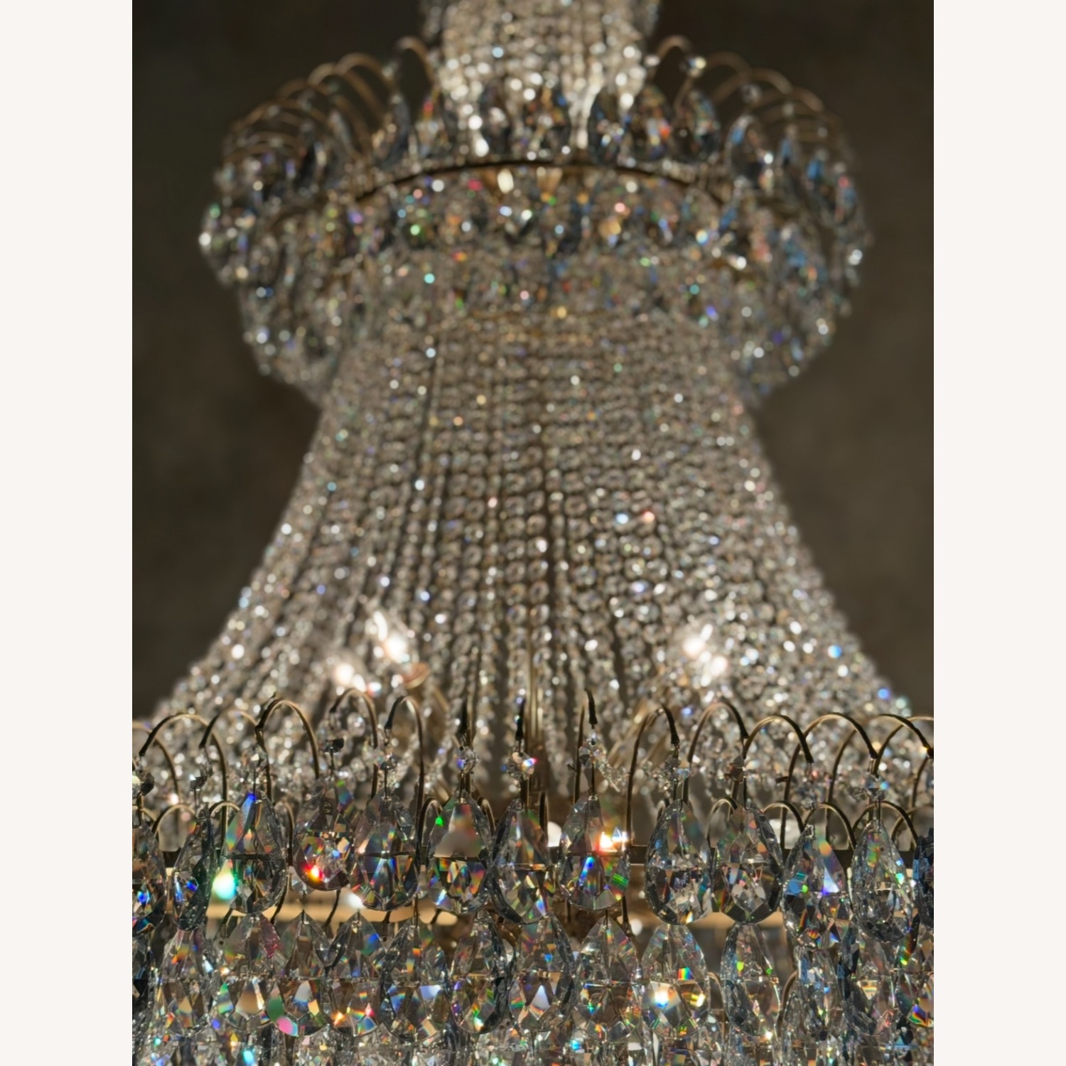 Vintage 3 Tier Crystal Chandelier - image-6