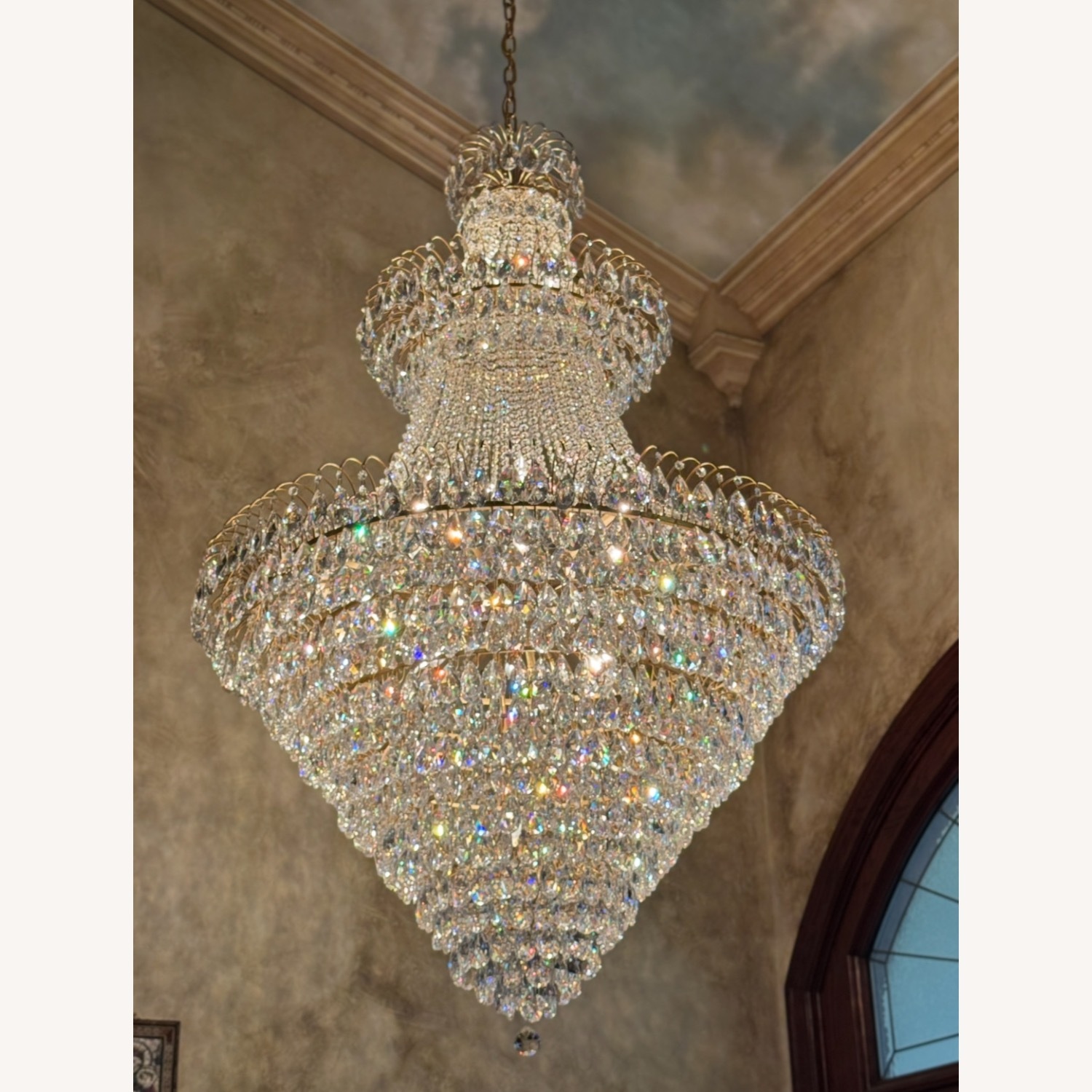 Vintage 3 Tier Crystal Chandelier - image-1