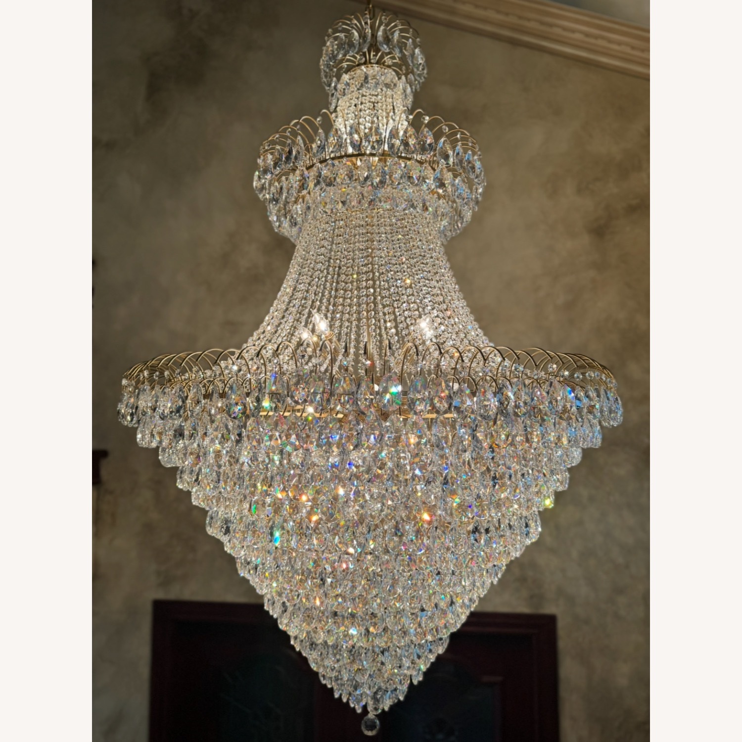Vintage 3 Tier Crystal Chandelier - image-4