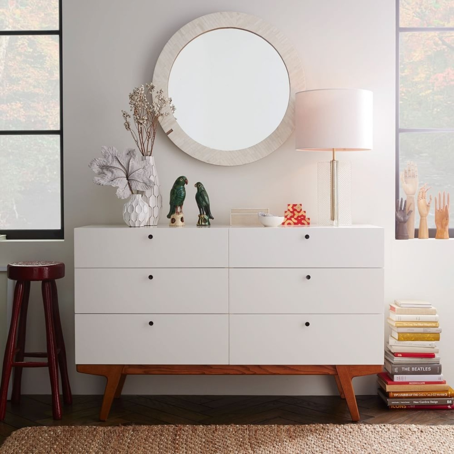 West Elm 6-Drawer Dresser White Lacquer and Wood - image-2