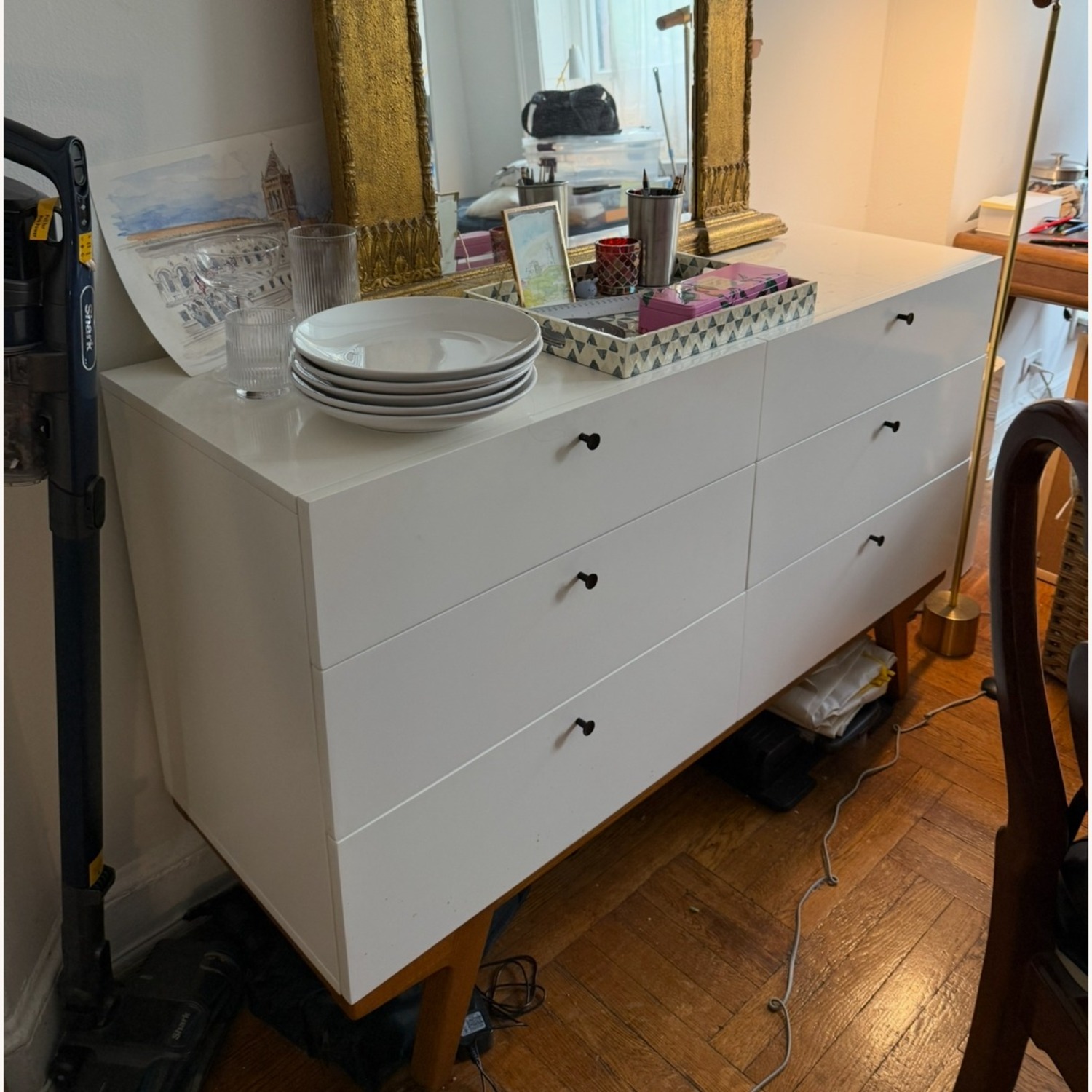 West Elm 6-Drawer Dresser White Lacquer and Wood - image-4