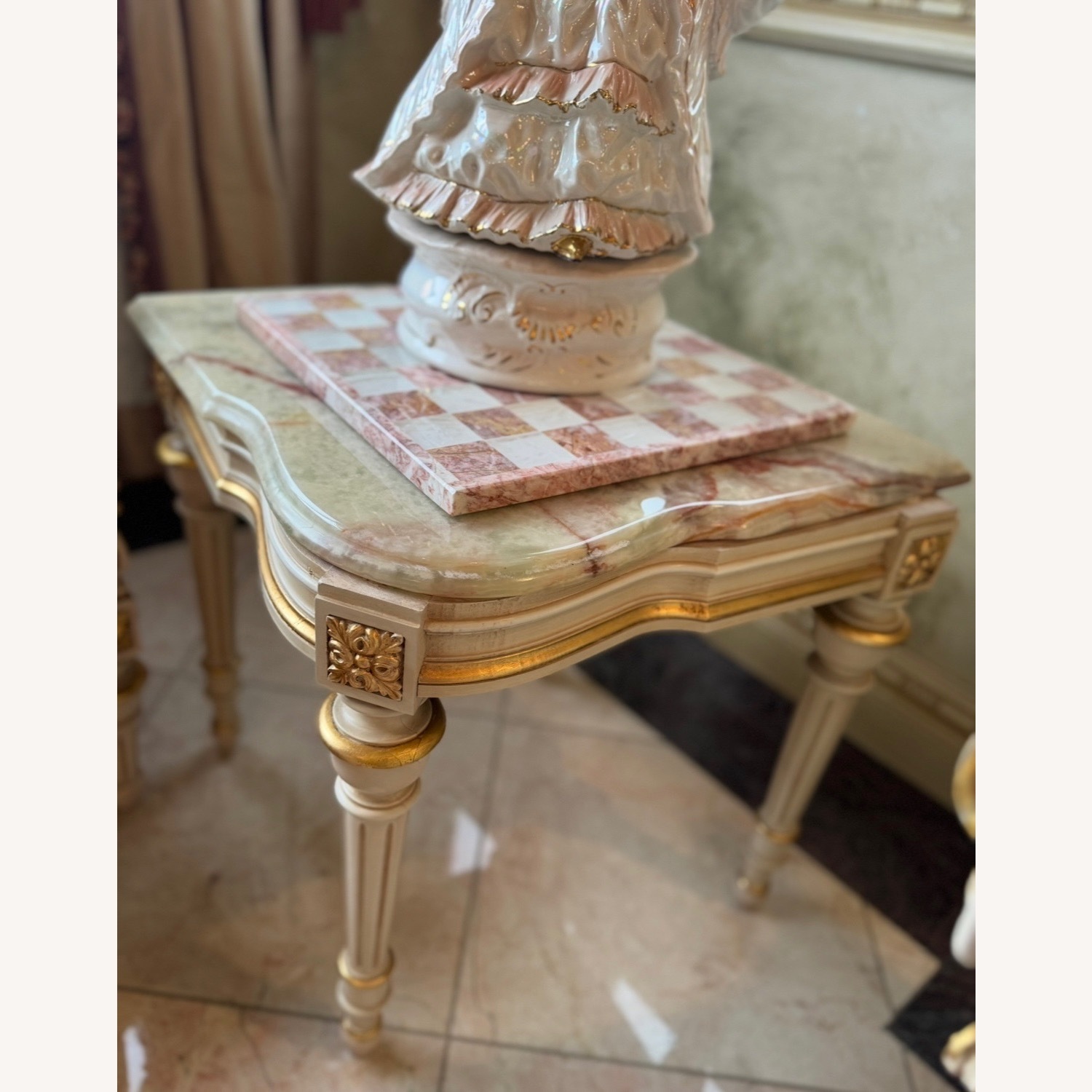 Vintage 3p Italian Louis XV Coffee End Table Set - image-3