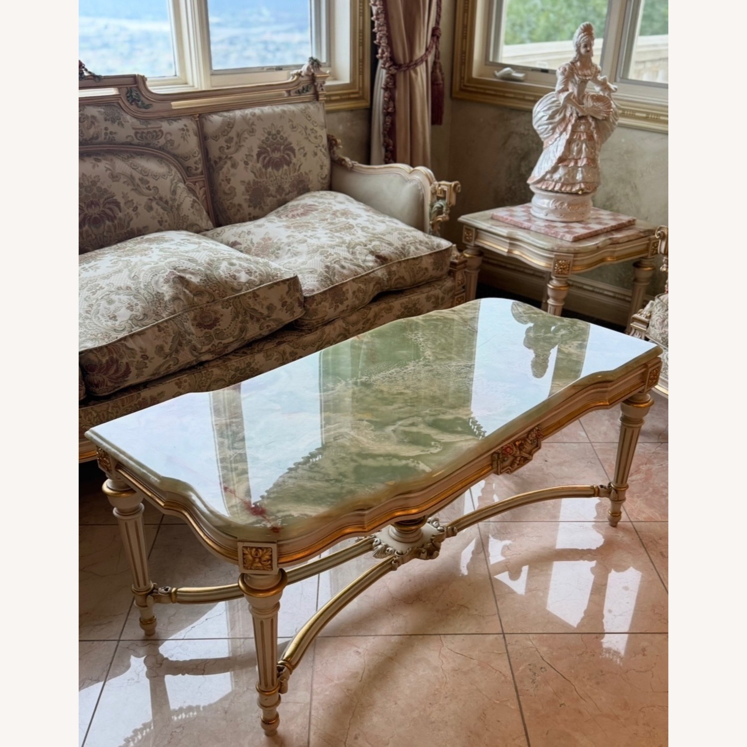 Vintage 3p Italian Louis XV Coffee End Table Set - image-9