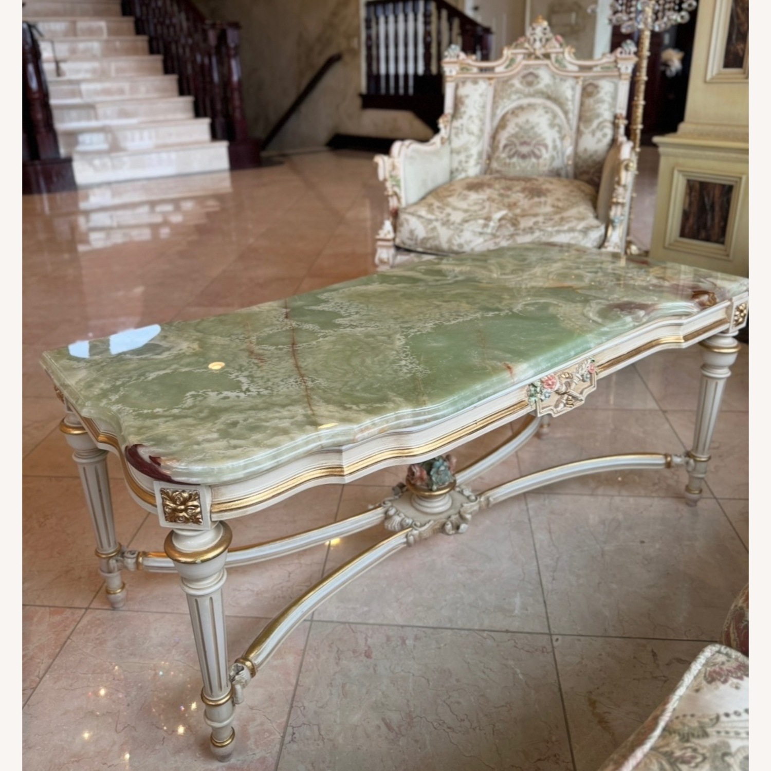 Vintage 3p Italian Louis XV Coffee End Table Set - image-2