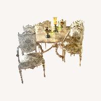 Vintage 11p Italian Rococo Dining Table Set 