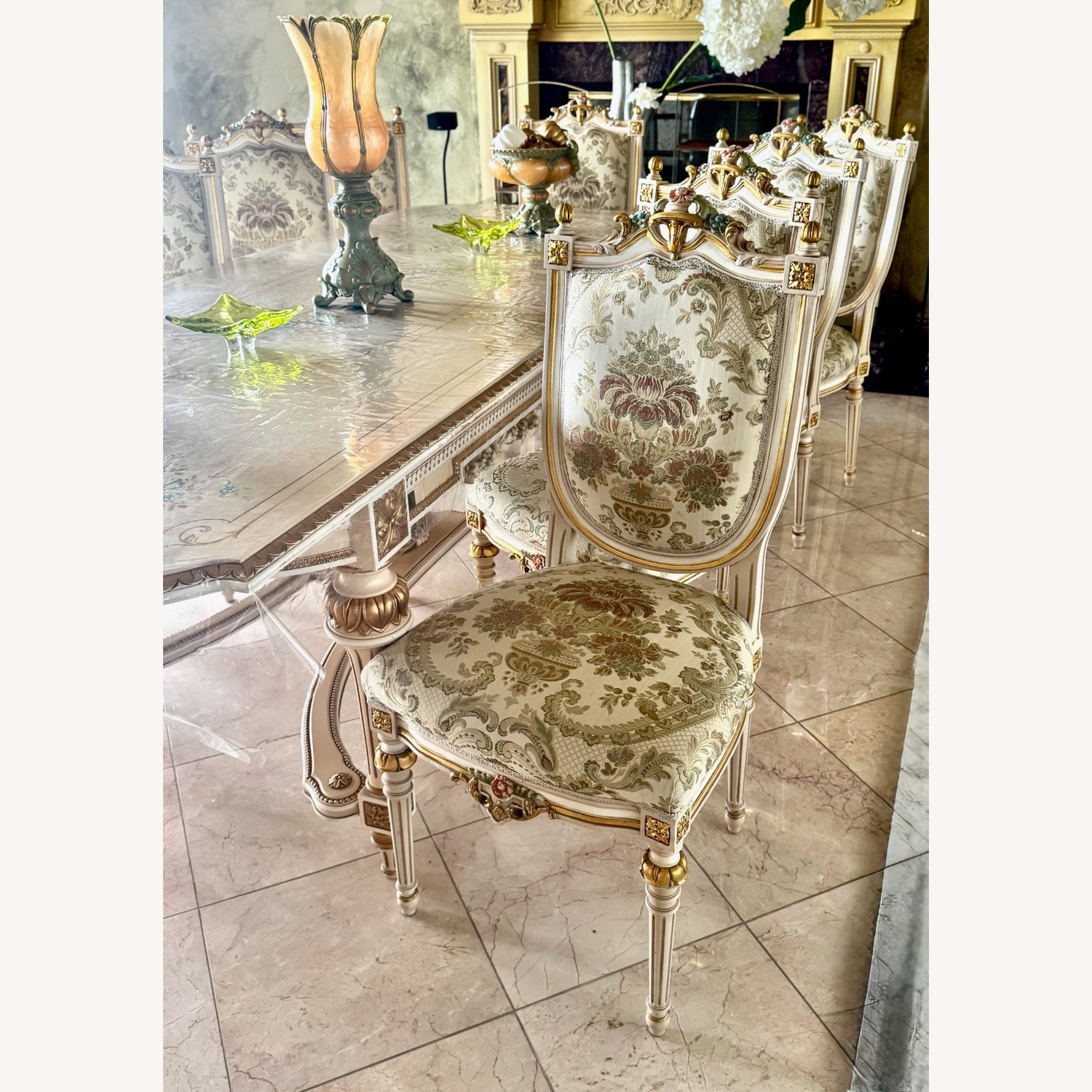Vintage 11p Italian Rococo Dining Table Set  - image-7