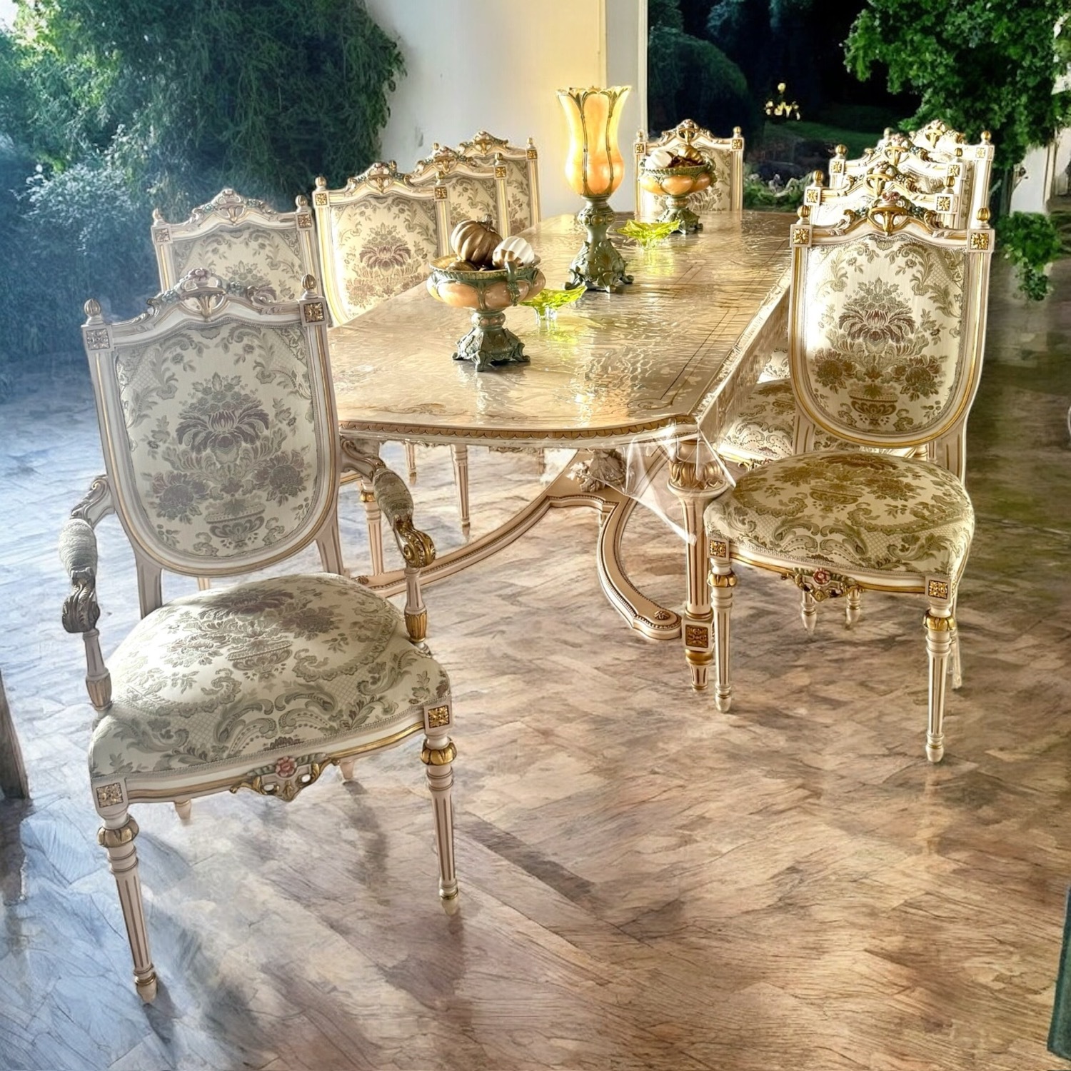 Vintage 11p Italian Rococo Dining Table Set  - image-1