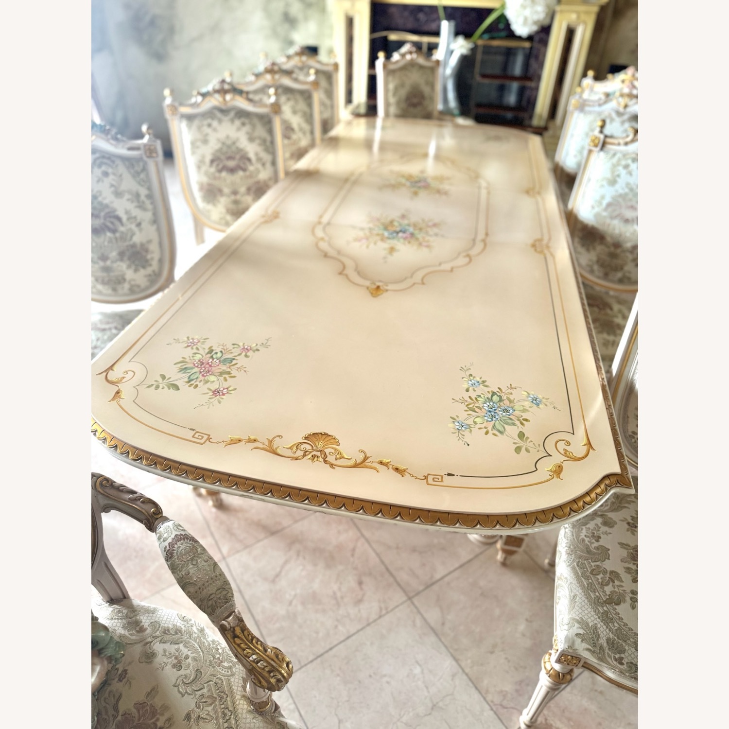 Vintage 11p Italian Rococo Dining Table Set  - image-4
