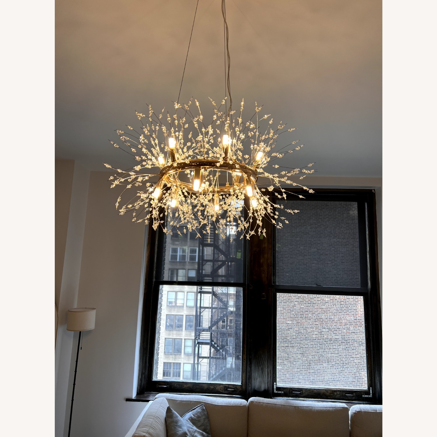 Gold Iron Crystal 12 Light Pendant - image-2