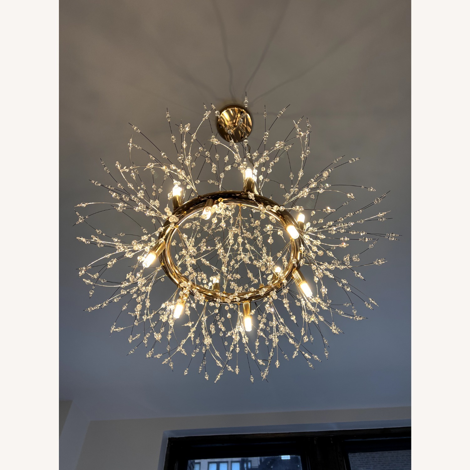 Gold Iron Crystal 12 Light Pendant - image-1