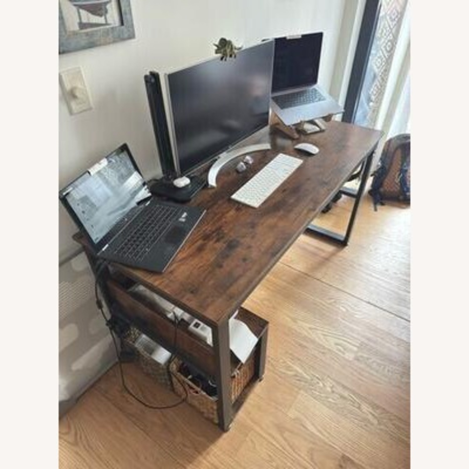 Wooden Computer Desk with Shelves - image-1
