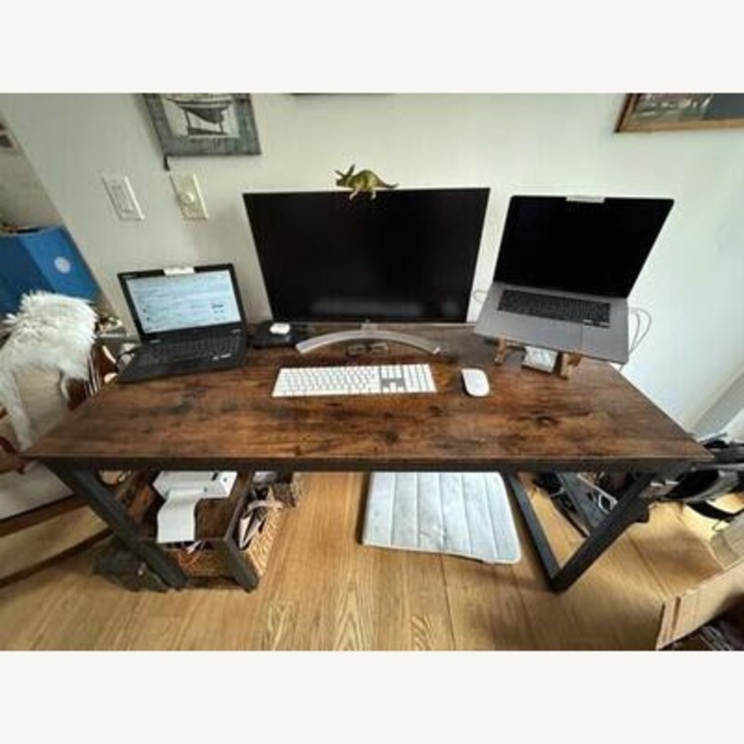 Wooden Computer Desk with Shelves - image-2