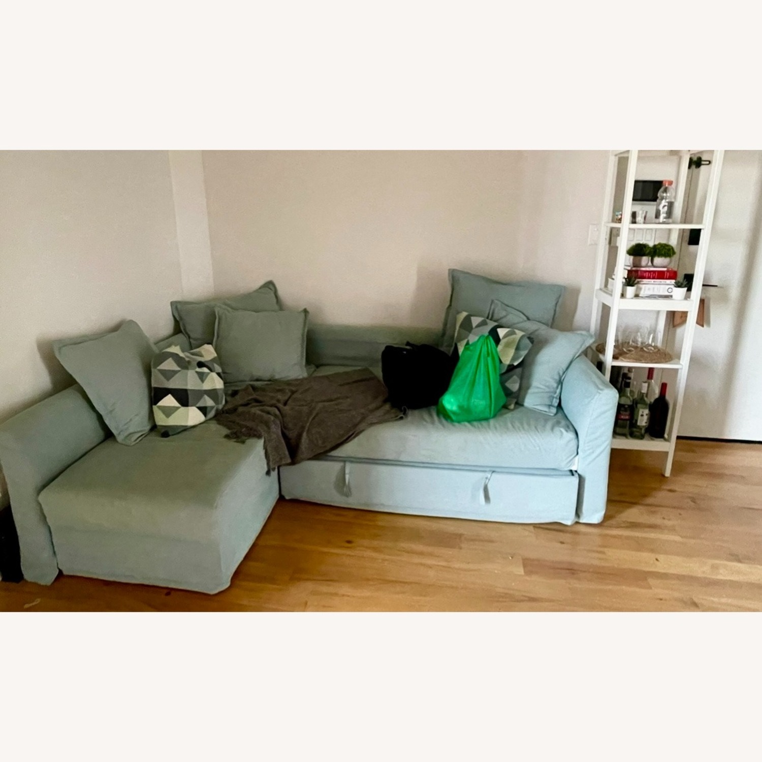 3-seat Sleeper Sofa Turquoise - image-1