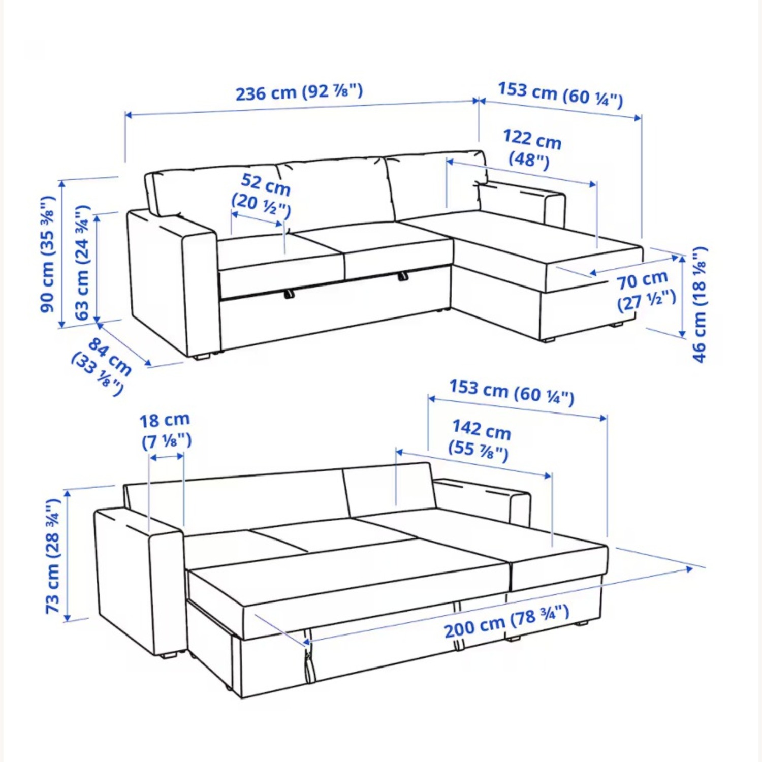 3-seat Sleeper Sofa Turquoise - image-4