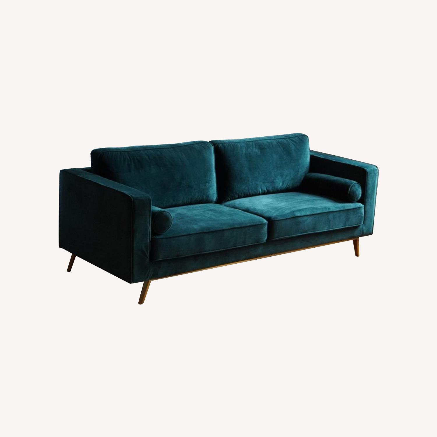 Mid Century Modern Sofa - Green Velvet - image-3