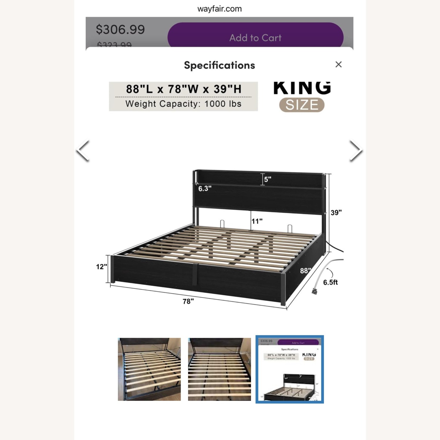 King Size Bed and Frame  - image-4