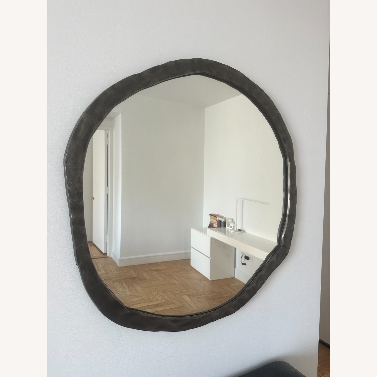CB2 Abel Black Round Wall Mirror 34" - image-2