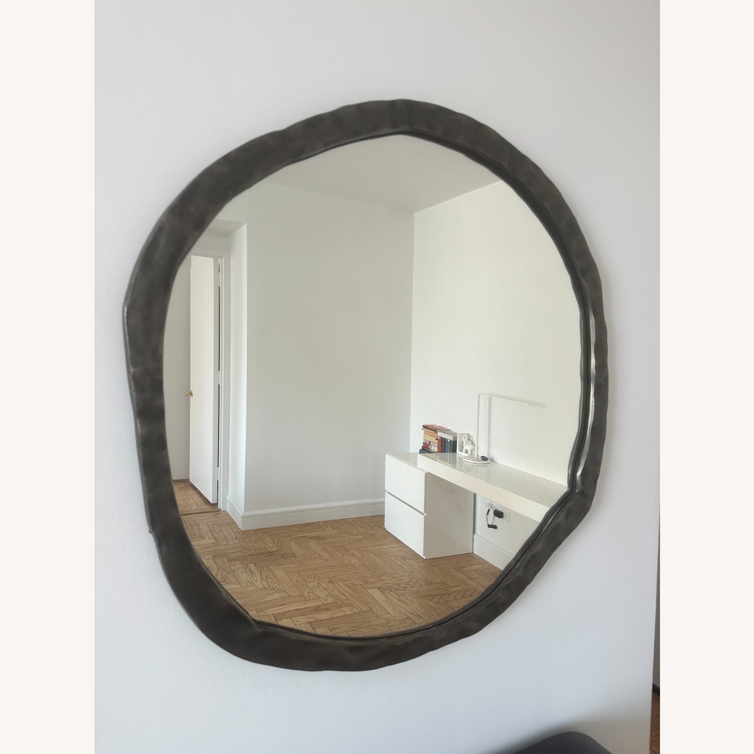 CB2 Abel Black Round Wall Mirror 34" - image-1