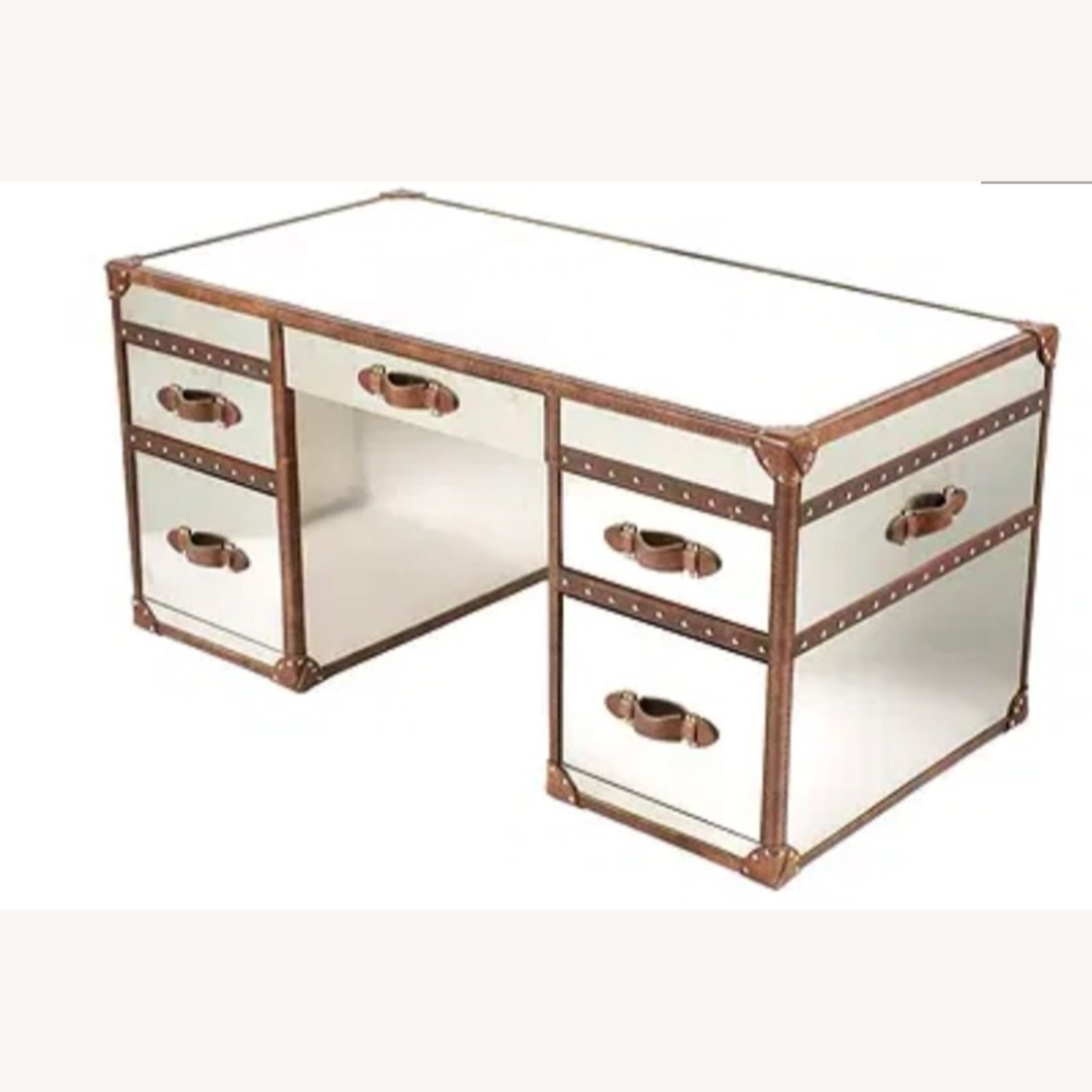 RH Stainless Steamer Trunk Desk - image-1