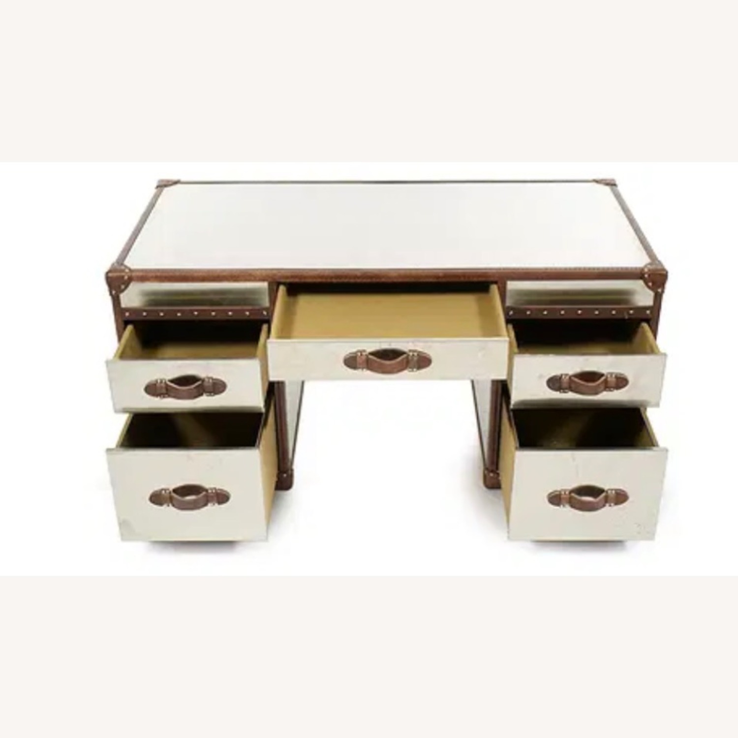 RH Stainless Steamer Trunk Desk - image-3