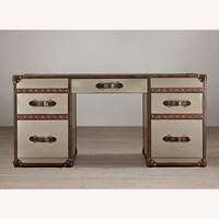 RH Stainless Steamer Trunk Desk