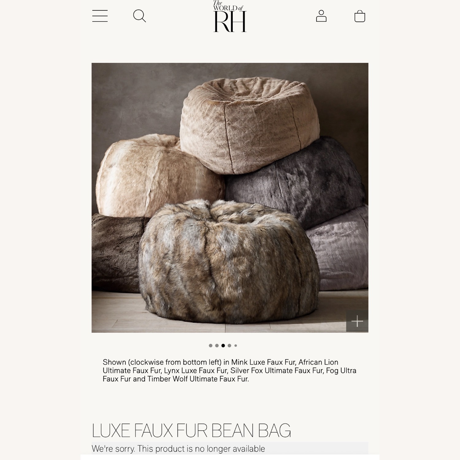 Restoration Hardware Luxe Faux Fur Bean Bag Set of2 - image-6