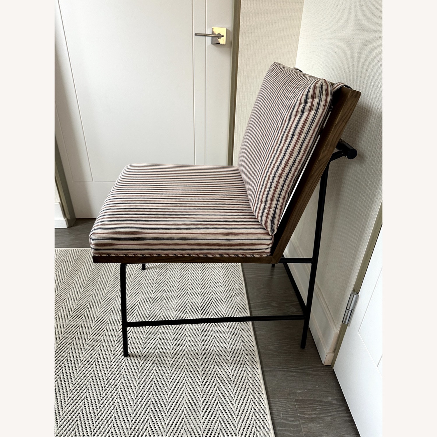 Solid Oak & Iron Base Desk Chair w Custom Cushion - image-2