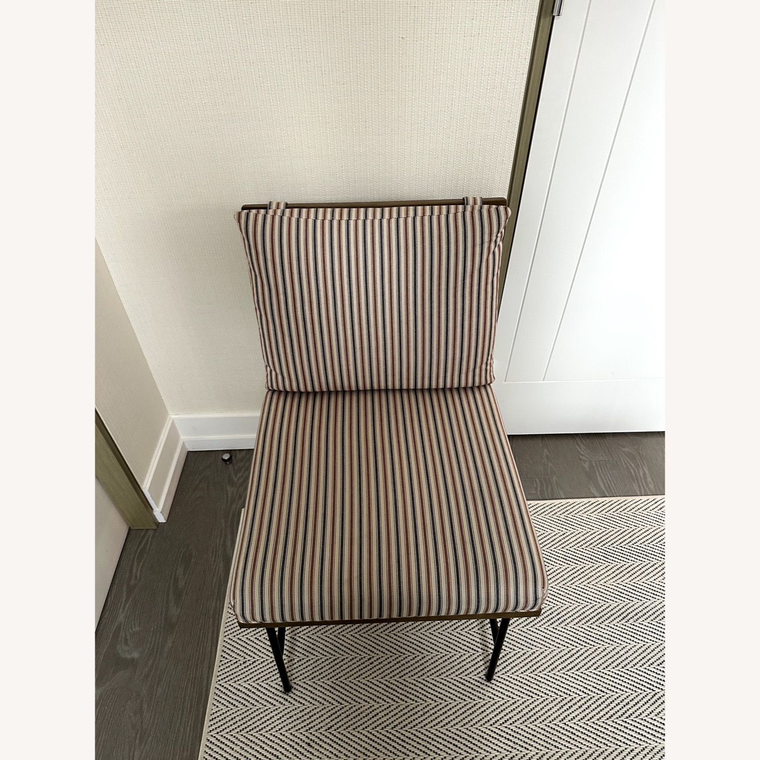 Solid Oak & Iron Base Desk Chair w Custom Cushion - image-1