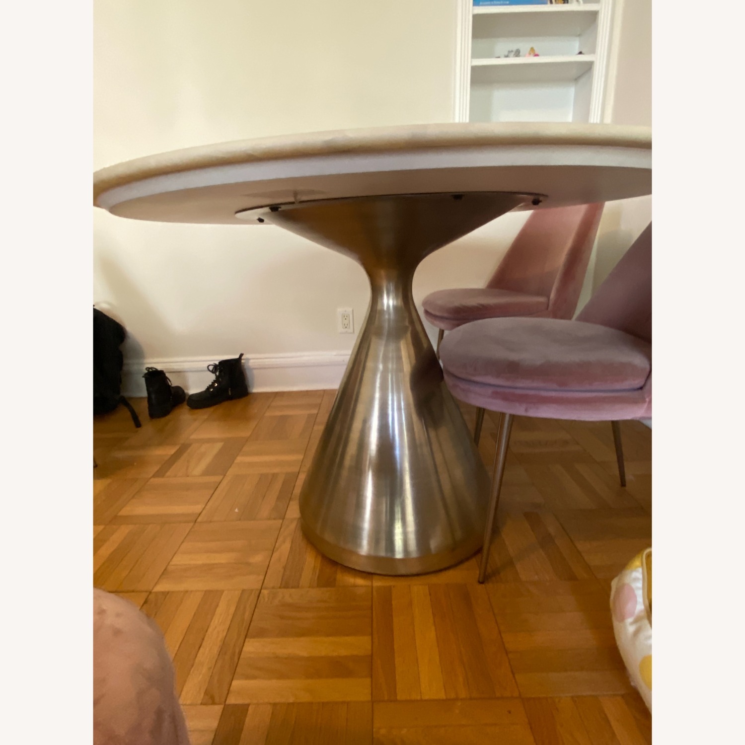 West Elm Silhouette Pedestal Marble Table - image-2