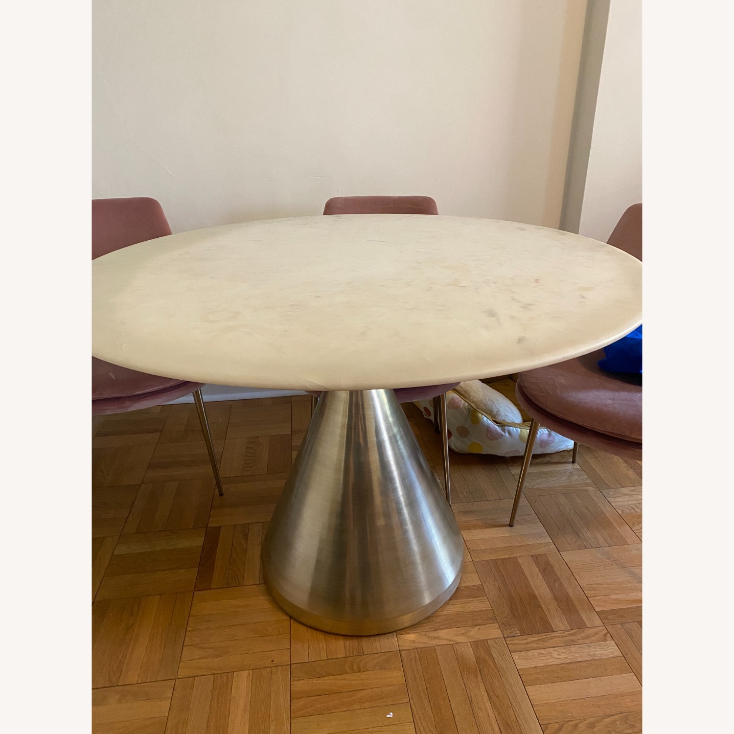 West Elm Silhouette Pedestal Marble Table - image-1
