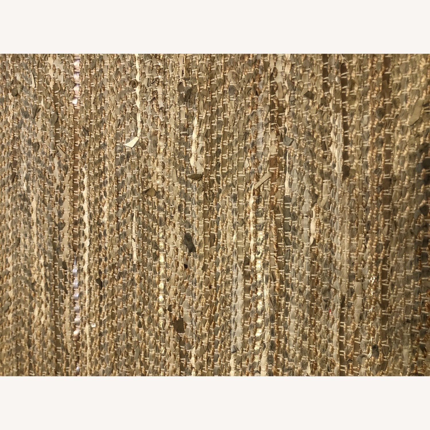 Gold and Ivory, Leather and Jute Woven Area Rug - image-0