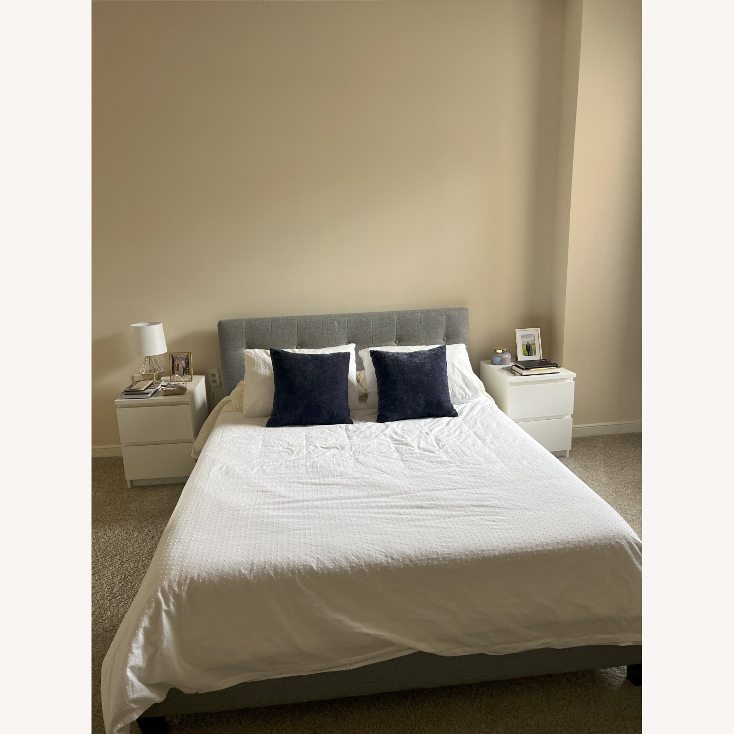 IKEA Idanas Queen Upholstered Bed Frame with Headboard - image-1