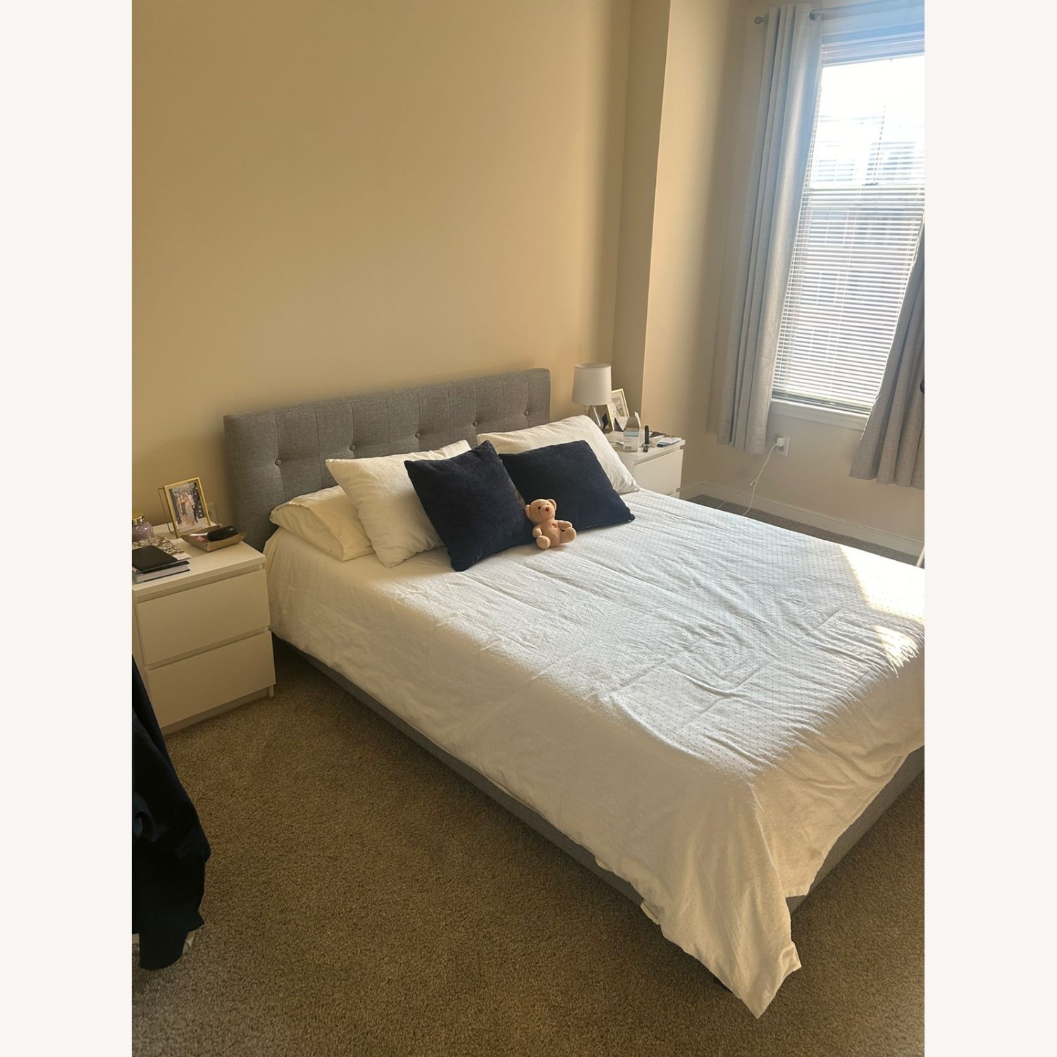 IKEA Idanas Queen Upholstered Bed Frame with Headboard - image-3