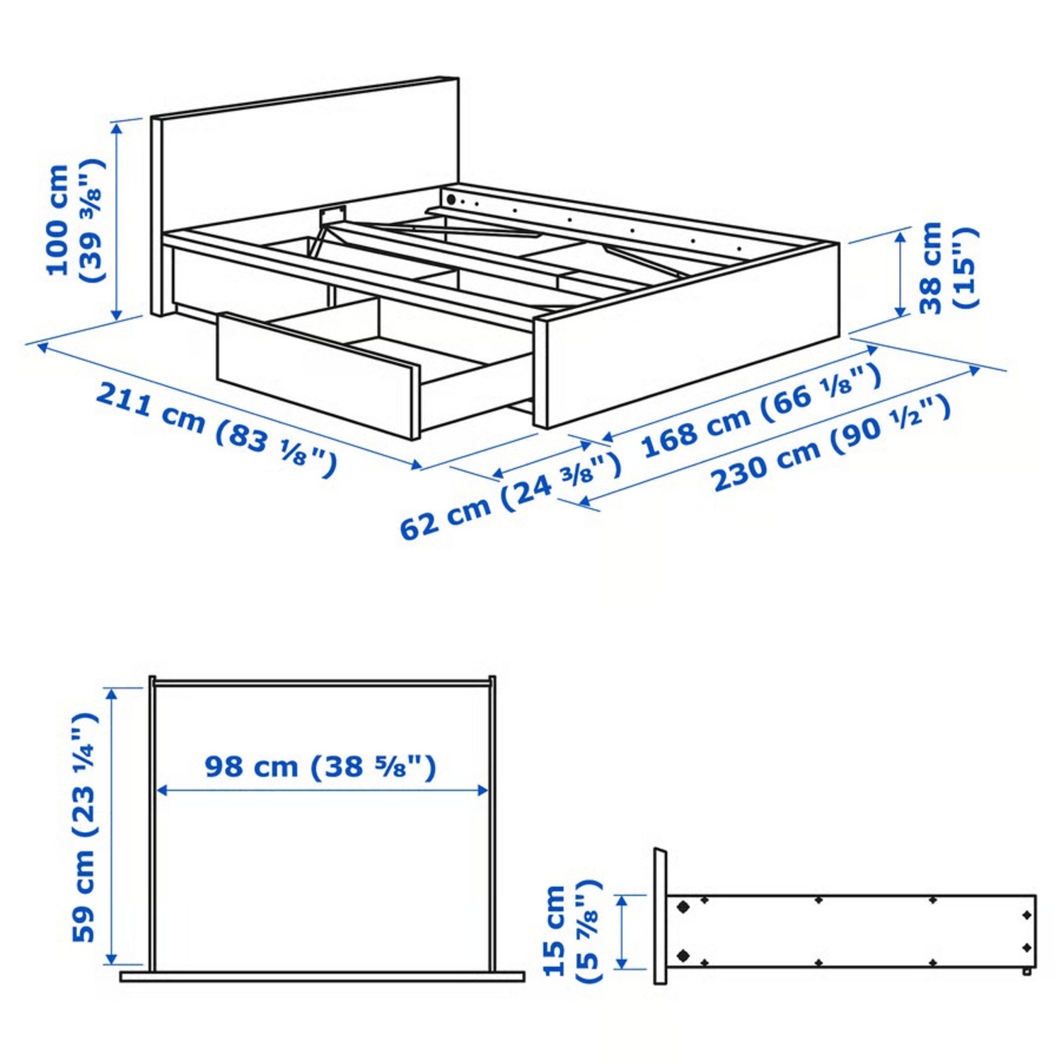 IKEA Malm Full Size Bed with Drawers - image-2