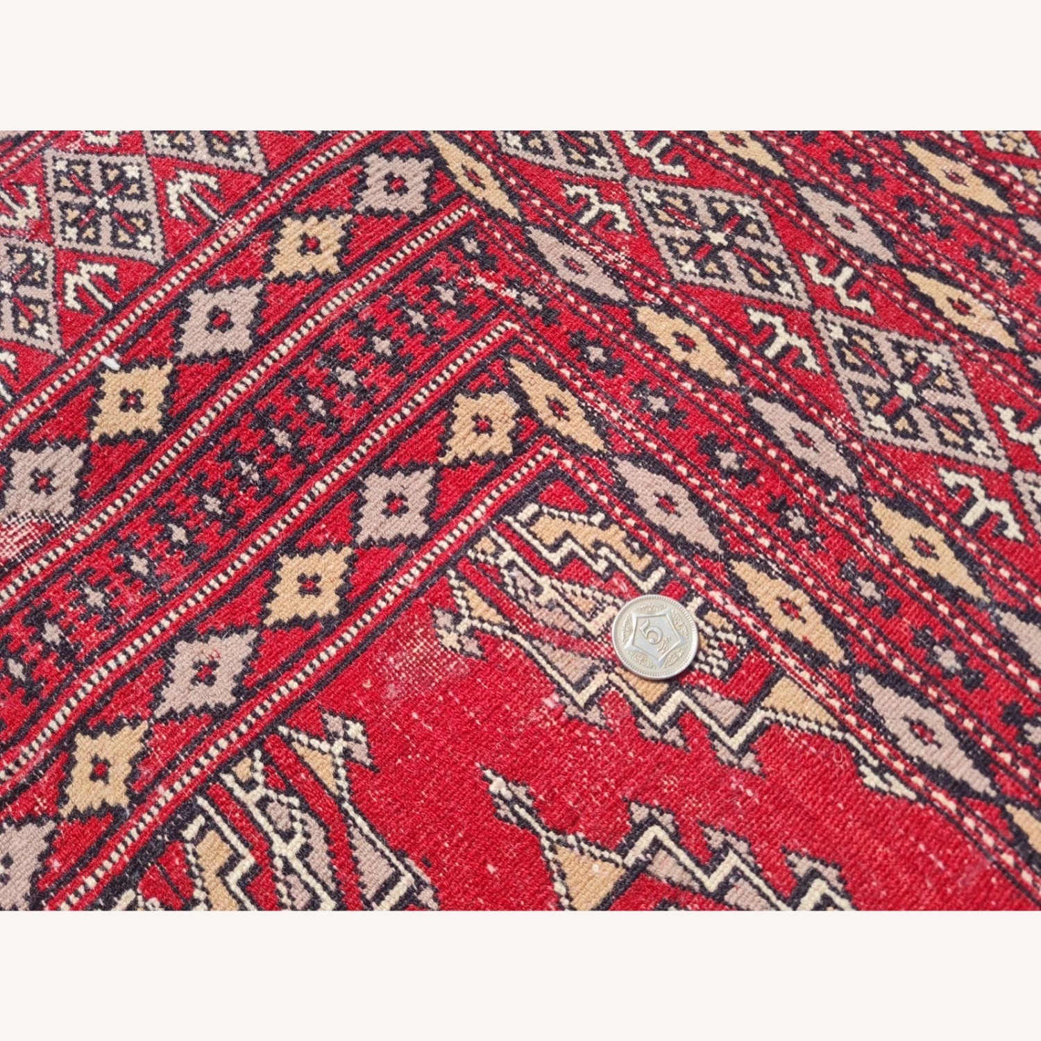 Vintage Pakistani Bokhara Jhaldar Rug 6 x 5 Ft - image-4