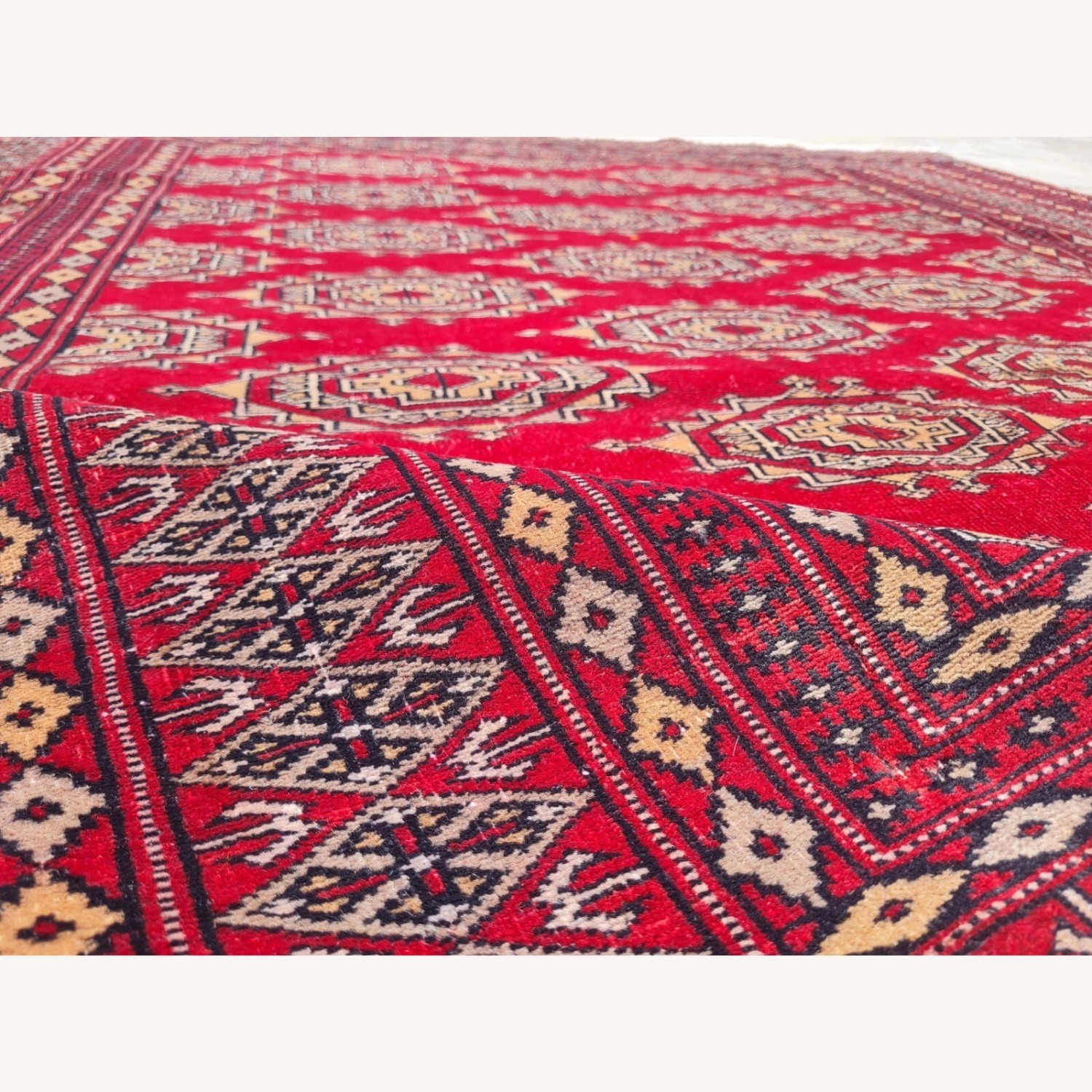 Vintage Pakistani Bokhara Jhaldar Rug 6 x 5 Ft - image-3
