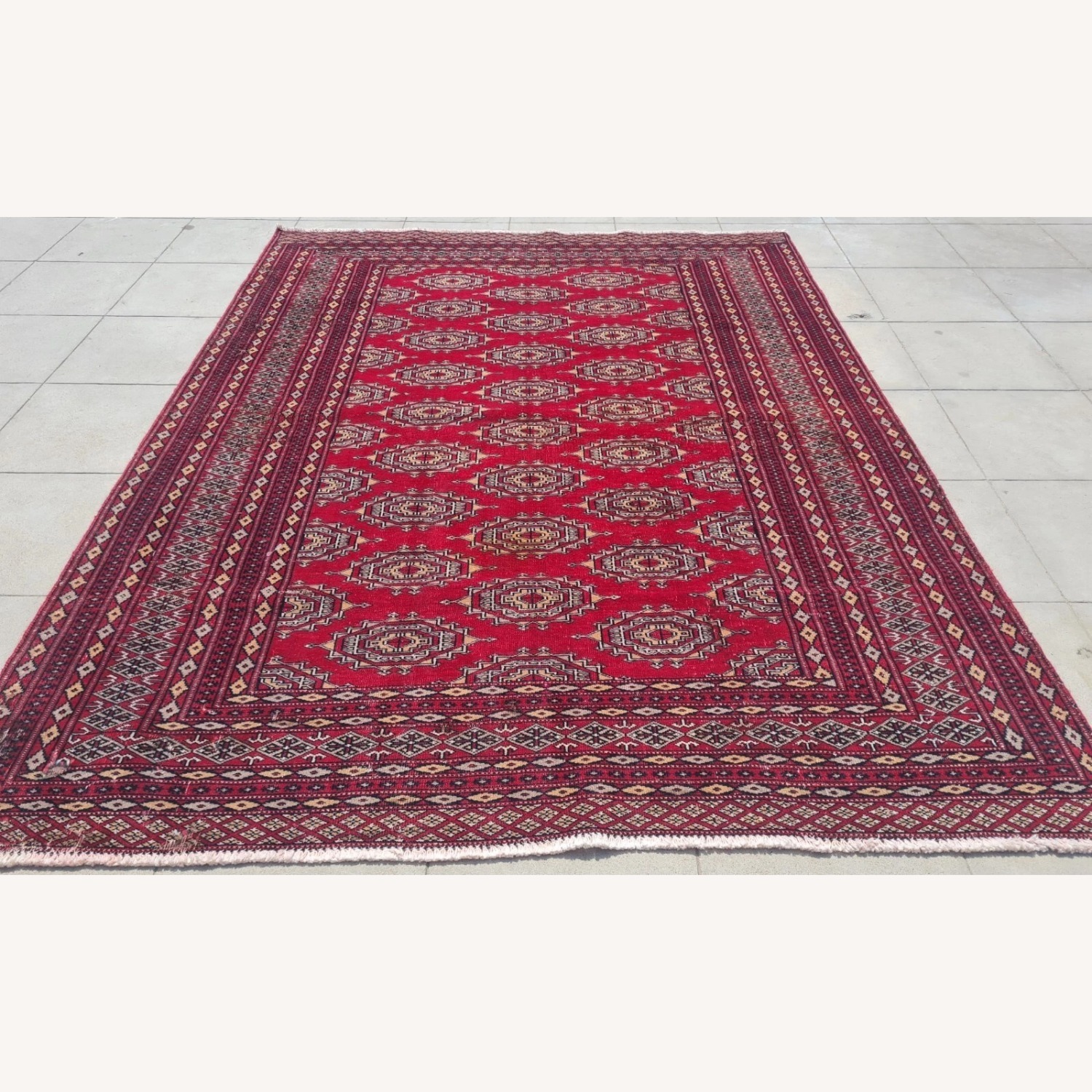 Vintage Pakistani Bokhara Jhaldar Rug 6 x 5 Ft - image-1