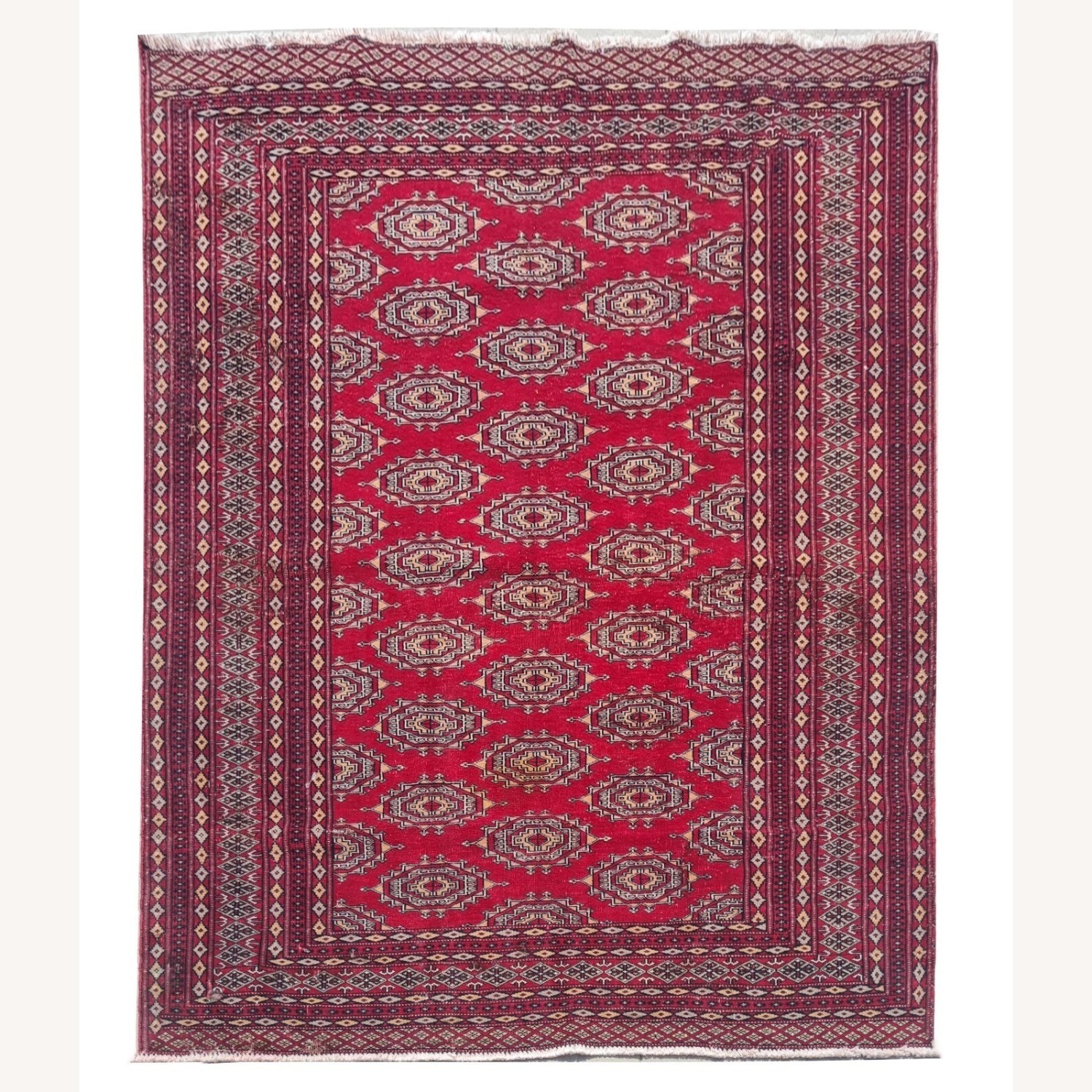 Vintage Pakistani Bokhara Jhaldar Rug 6 x 5 Ft - image-0