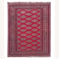 Vintage Pakistani Bokhara Jhaldar Rug 6 x 5 Ft