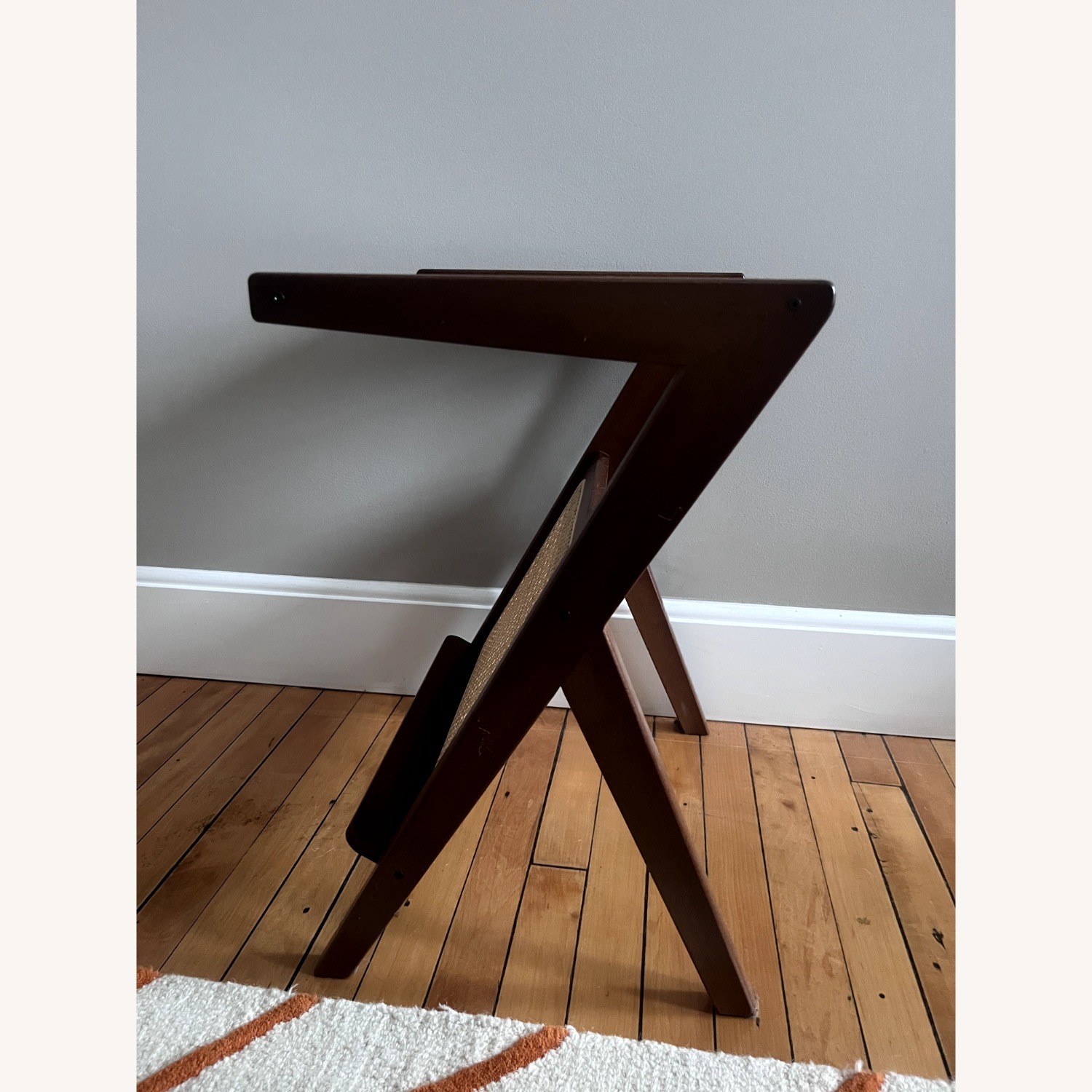 Wood Side Table with Wicker Detail - image-2