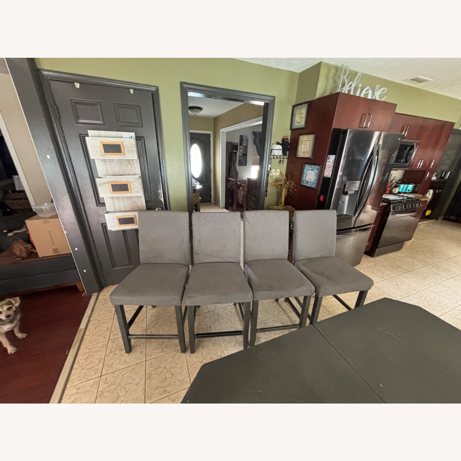 Pub Height Table with 4 Chairs and 2 Benches - image-3