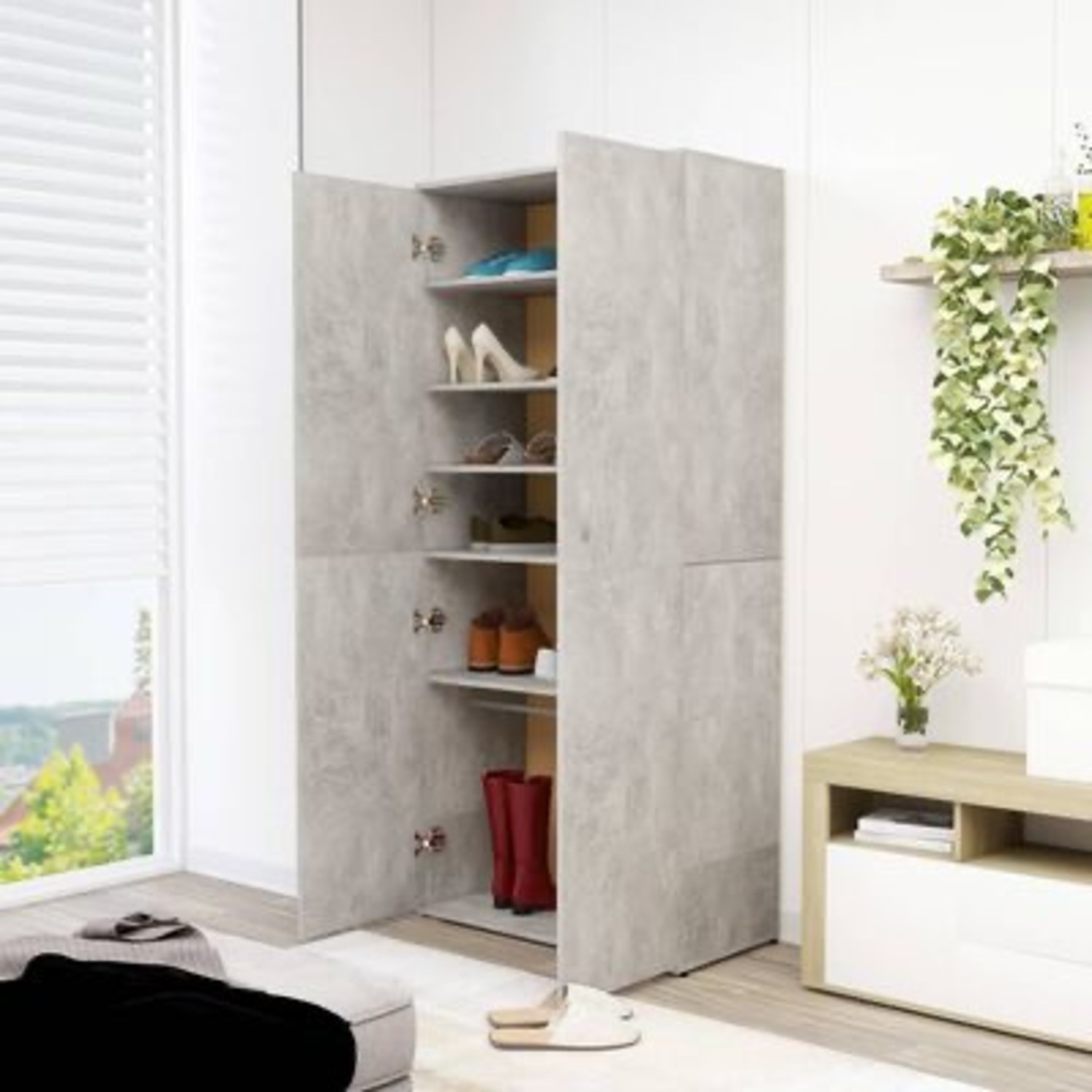 Amazon Gecheer Concrete Grey Large Shoe Cabinet - image-3