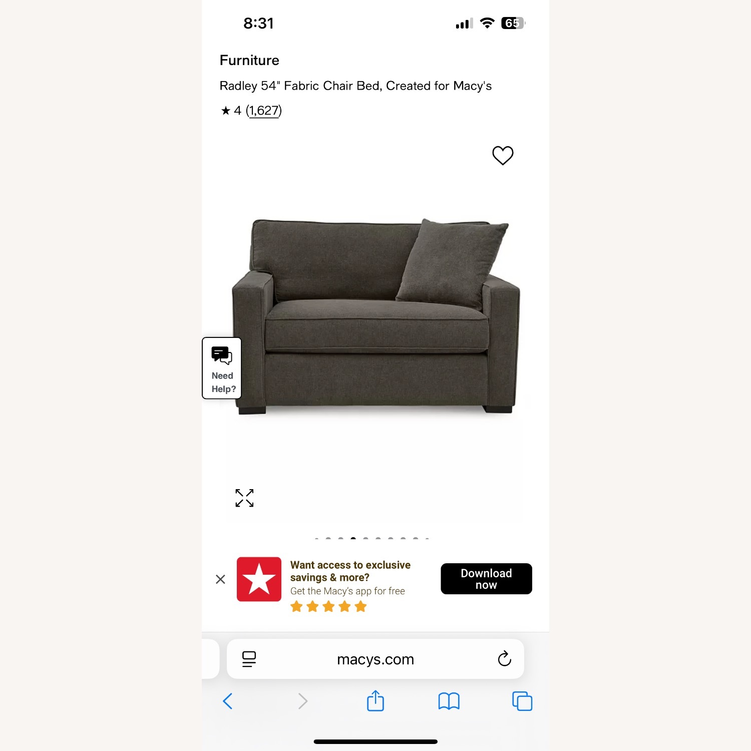 Macy's Radley Chair Bed Pullout Sofa - image-6