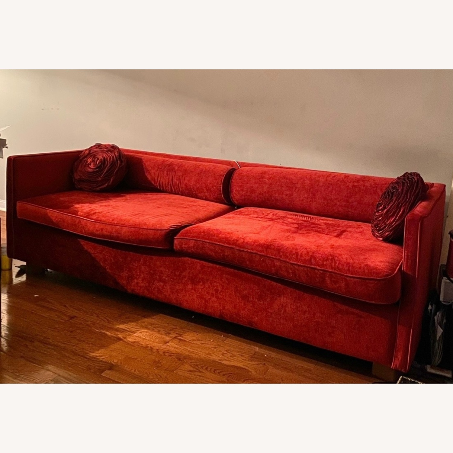 CB2 Elegant Comfort Red Sofa  - image-1