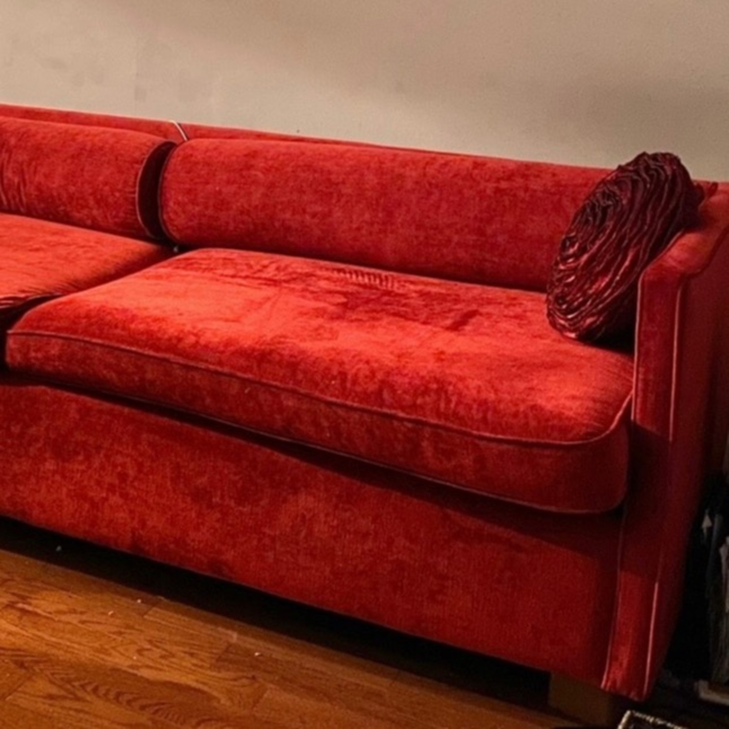 CB2 Elegant Comfort Red Sofa  - image-3