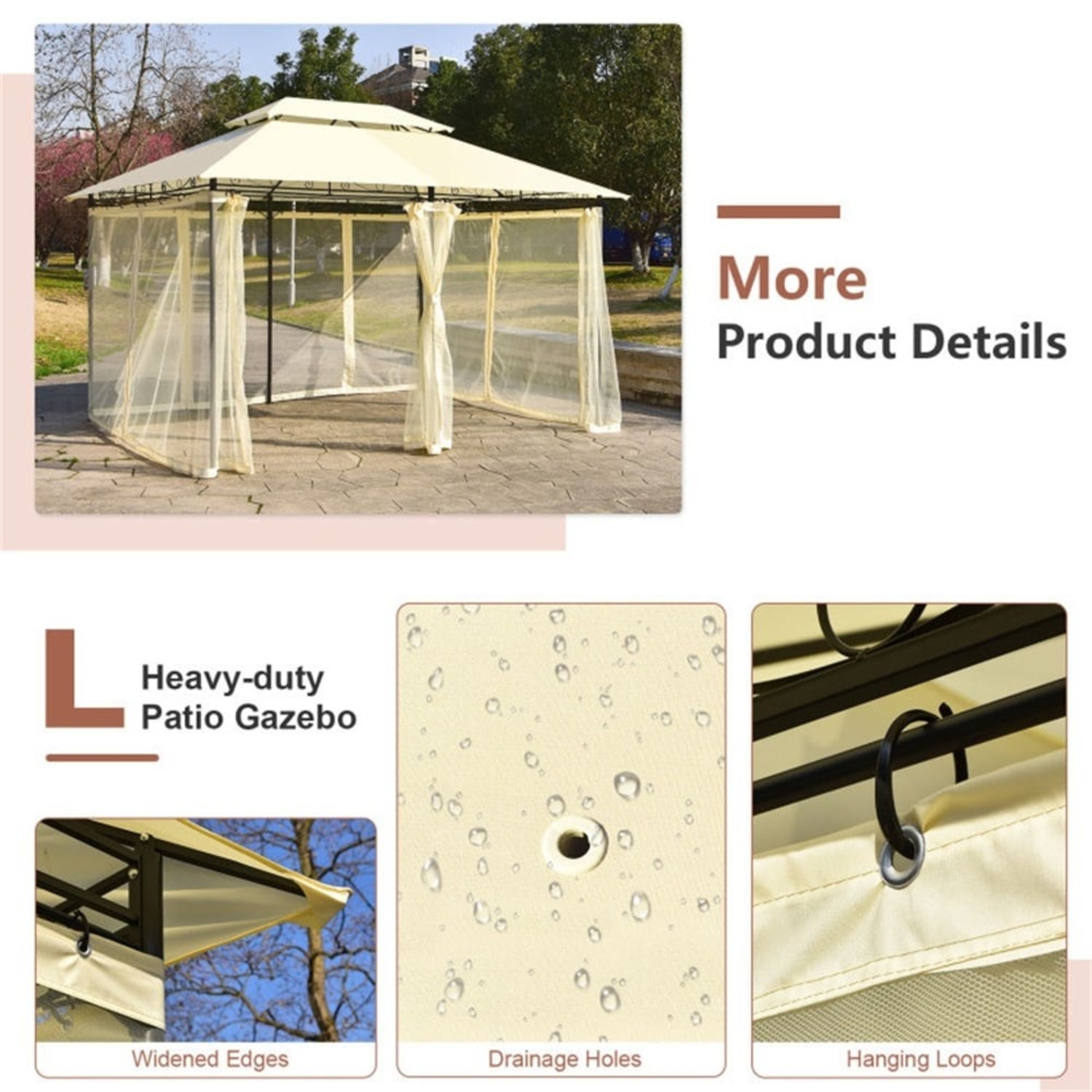 10 x 13 FT Patio Gazebo, 2-Tier Outdoor Gazebo - image-6