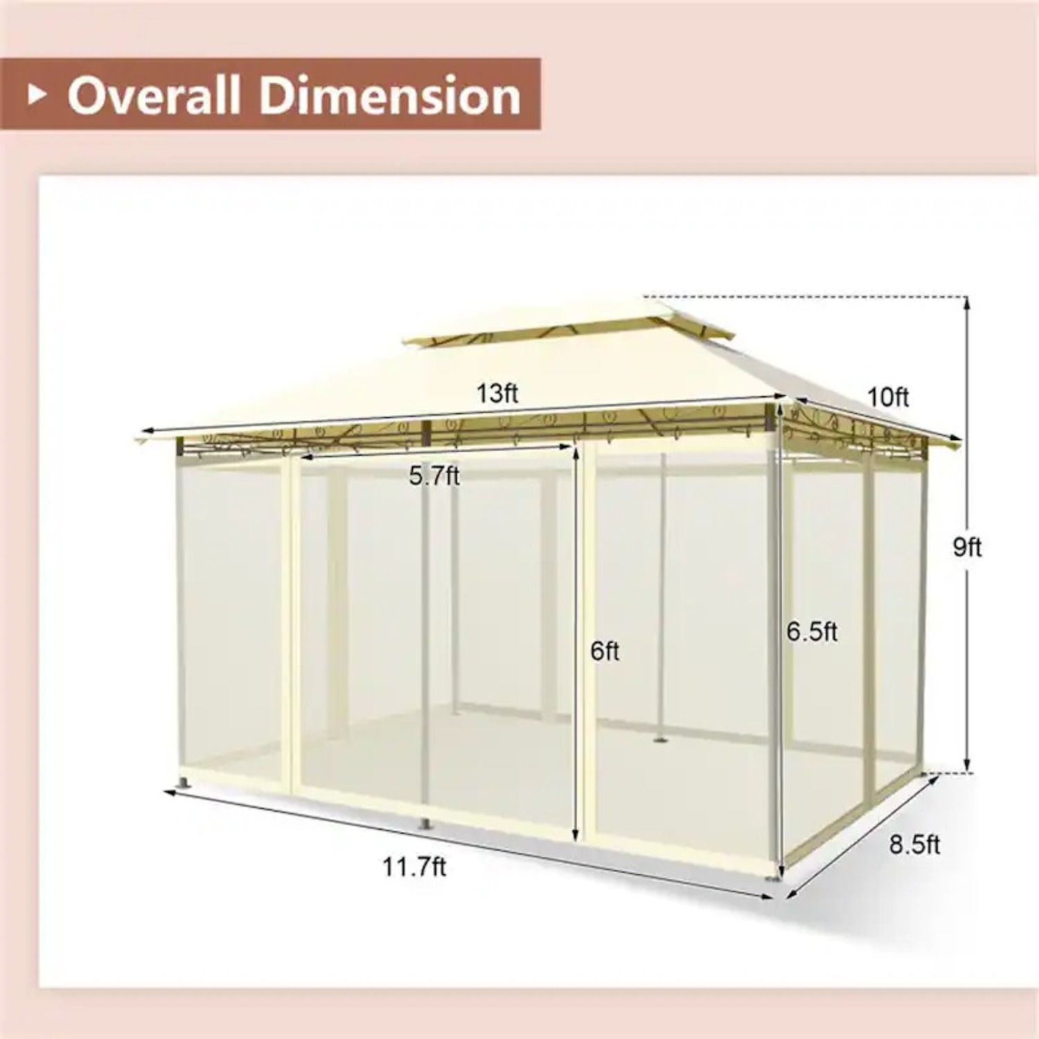 10 x 13 FT Patio Gazebo, 2-Tier Outdoor Gazebo - image-7