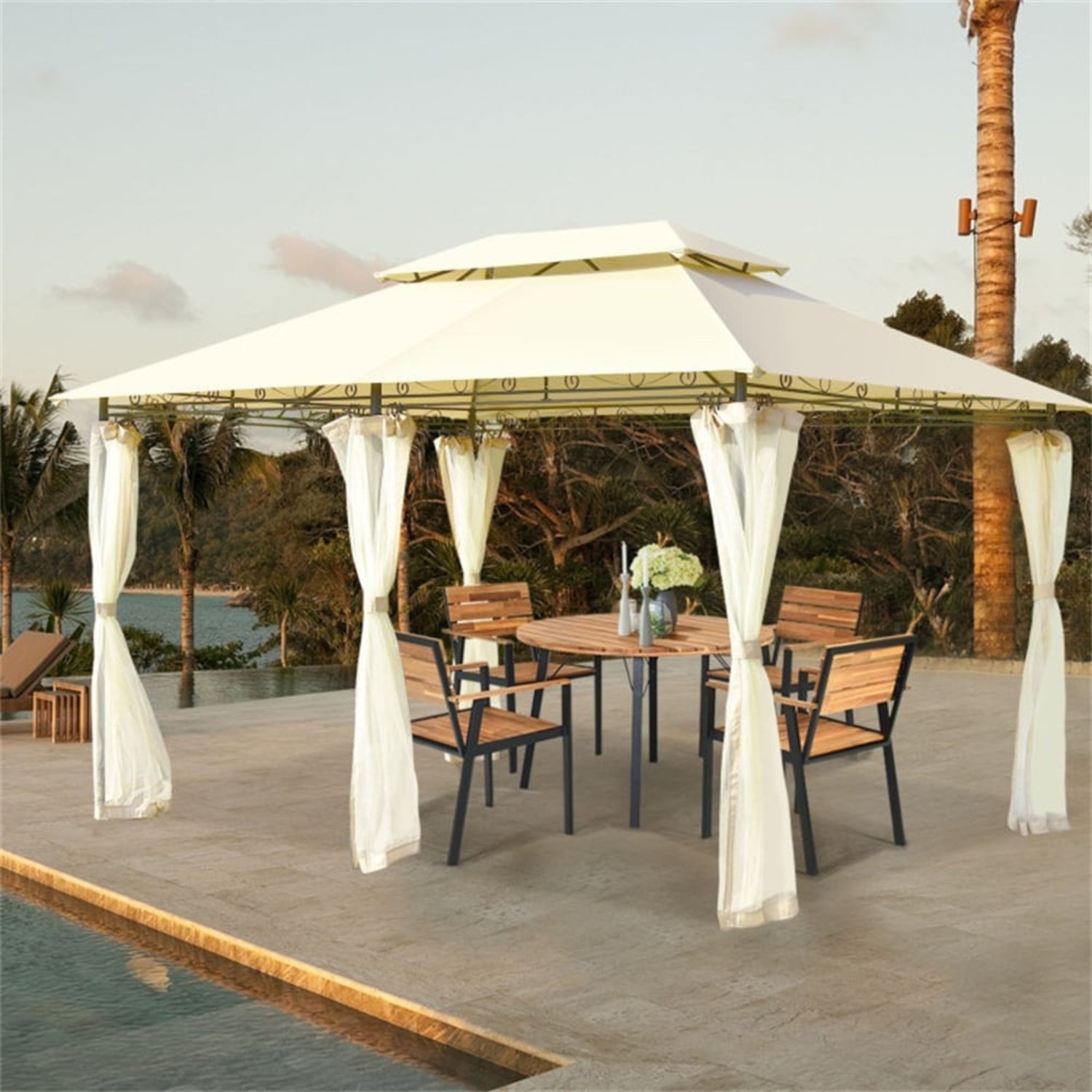 10 x 13 FT Patio Gazebo, 2-Tier Outdoor Gazebo - image-4
