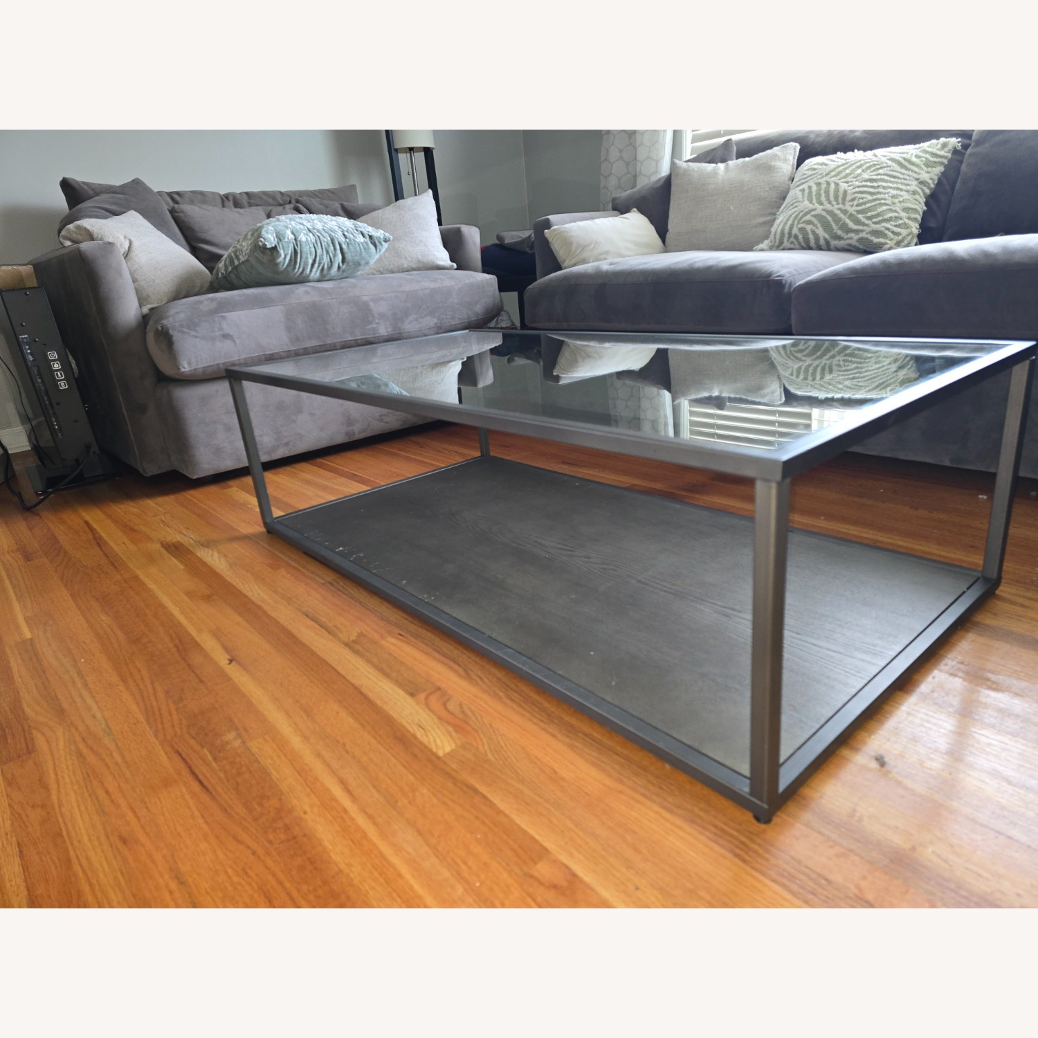 Crate & Barrel Glass Top Coffee Table - image-3