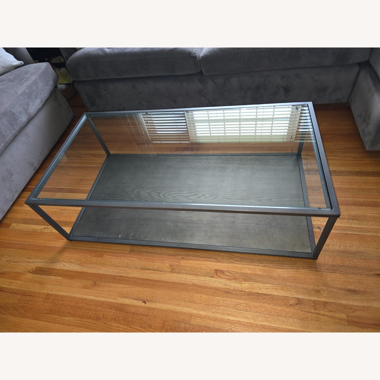 Crate & Barrel Glass Top Coffee Table - image-1